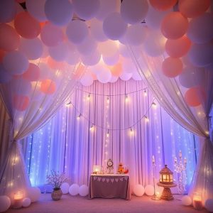 Balloon Decor with LED lights and tulle 