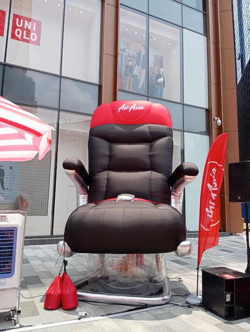 AirAsia giant inflatable cabin seat replica built for the Free Seats campaign launch